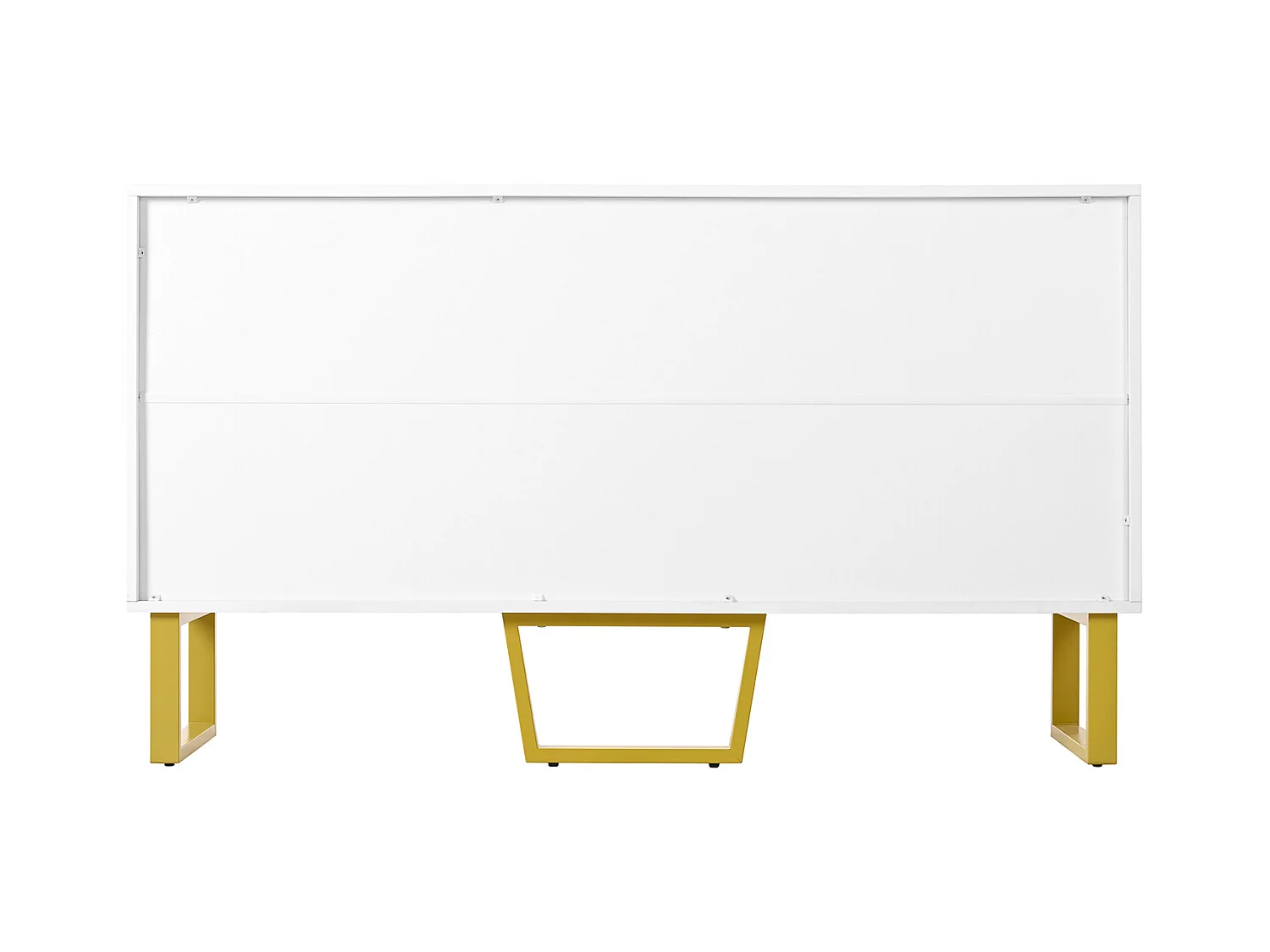 Aparador de 4 portas com puxadores e pés de metal em alto brilho para sala de jantar