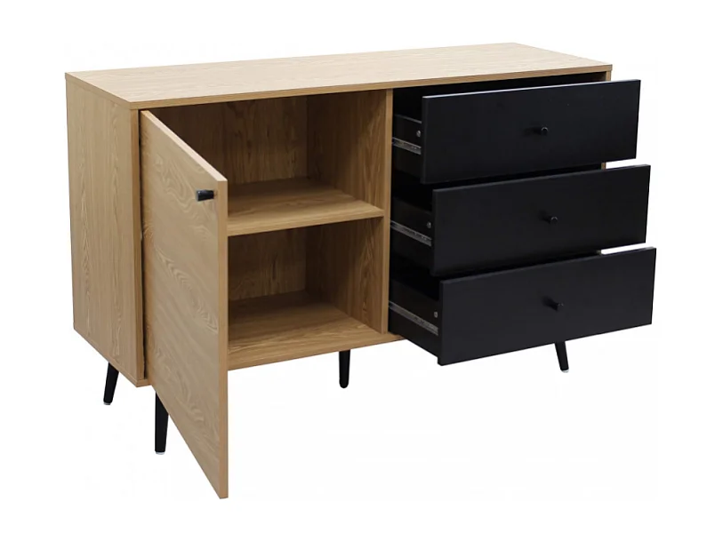 Wohnzimmer-Sideboard mit Tür und 3 Schubladen Evan