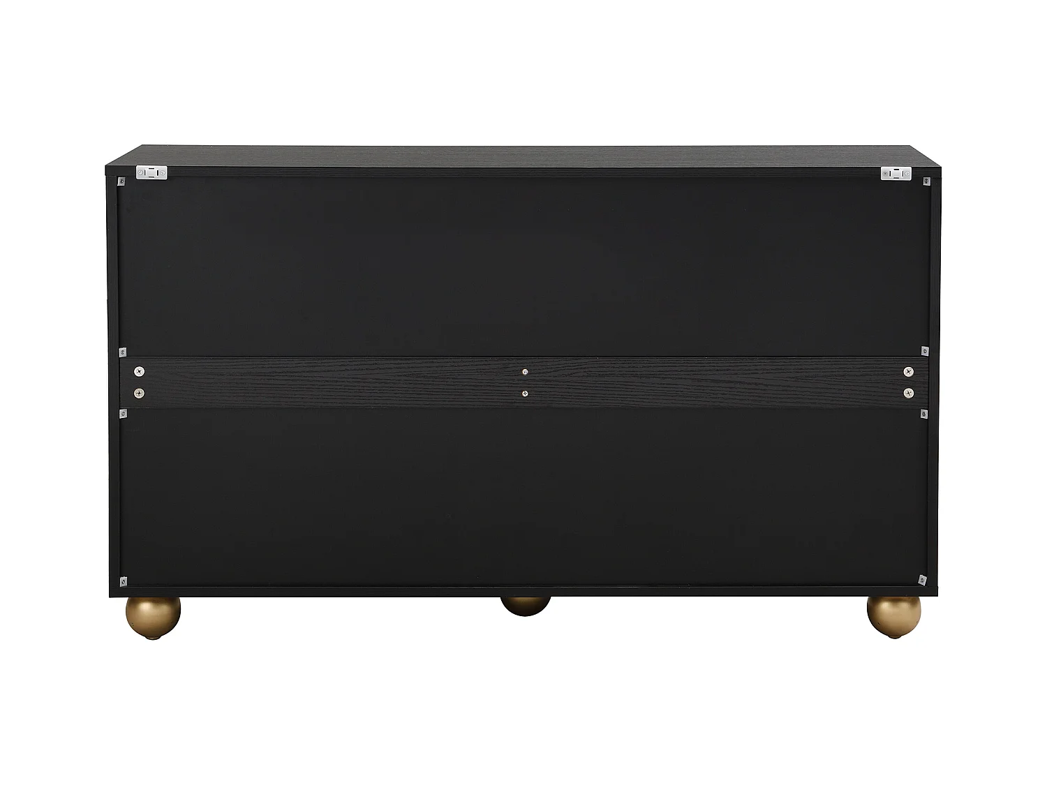 Buffet Moderne, Armoire de Salon avec 4 Portes Sculptées et Étagères Réglables, Noir