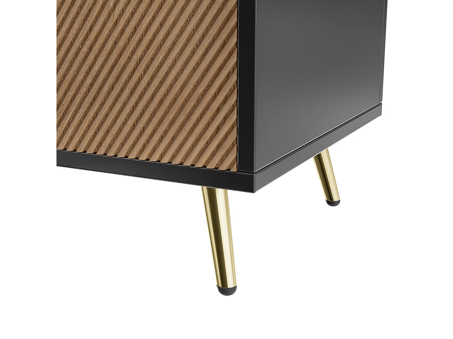 Aparador, com 4 portas, puxadores dourados escovados e pés brilhantes, preto