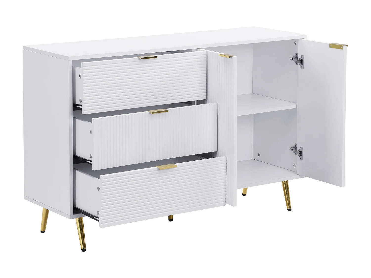 Buffet Meuble Cuisine Rangement Meuble de Rangement avec 3 tiroirs, étagères réglables