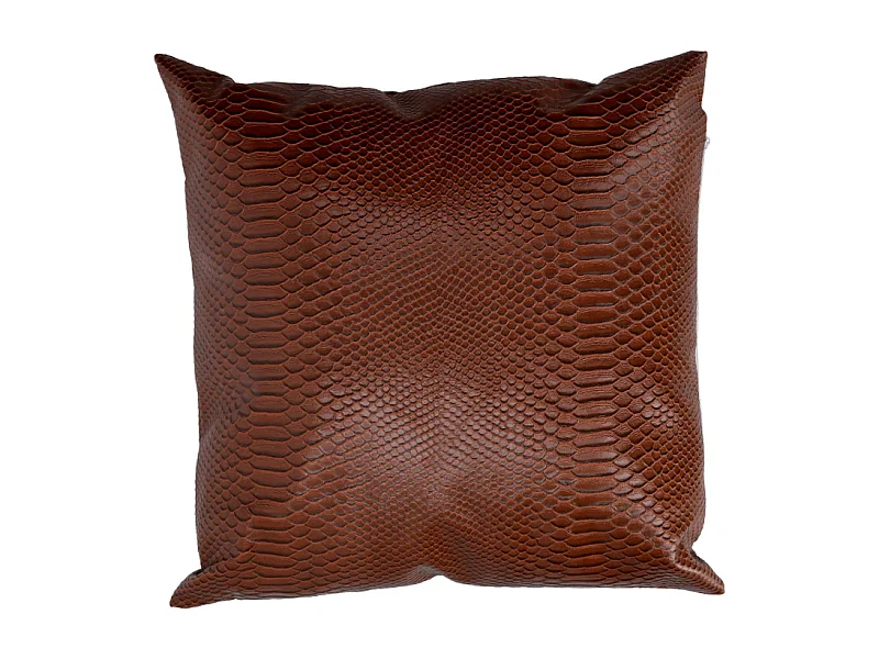Cuscino ecopelle marrone quadro cm38x38