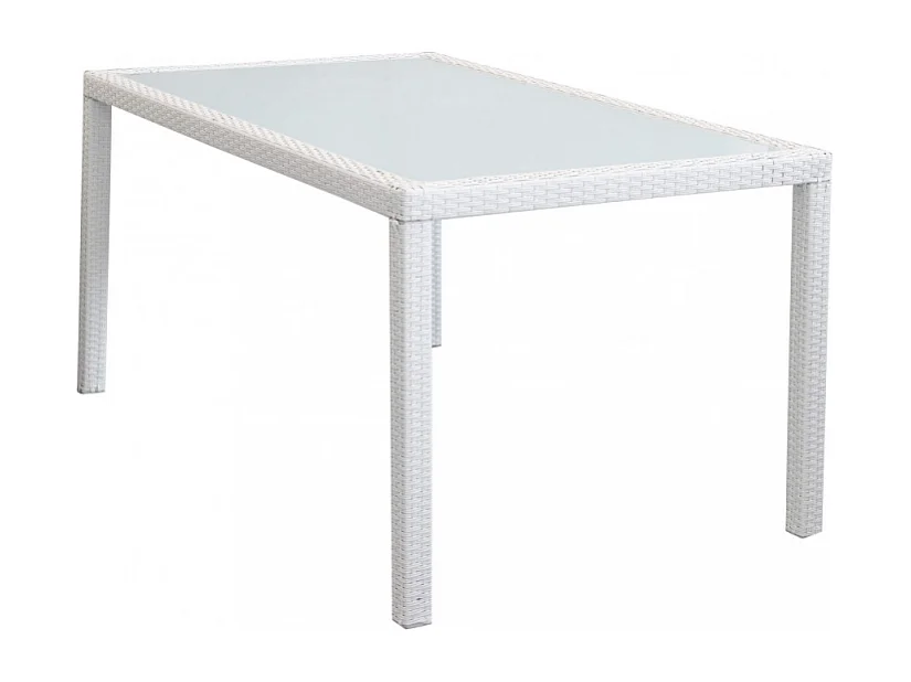 TISCH AZORE WEISS WICKER & STAHL 150x90 cm