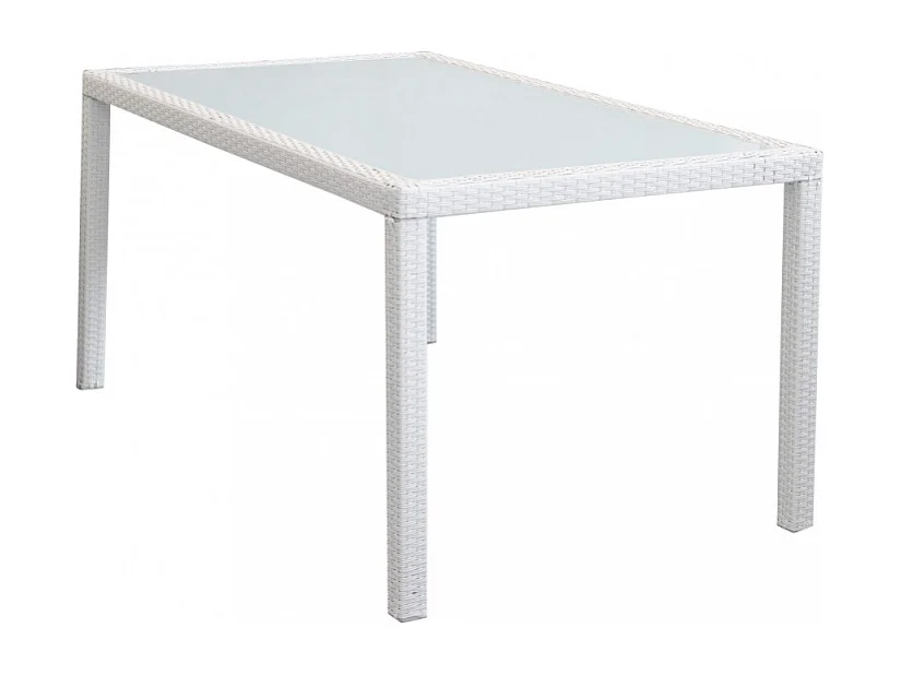 TISCH AZORE WEISS WICKER & STAHL 150x90 cm