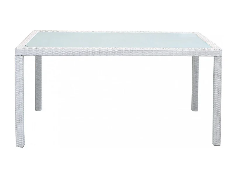 TISCH AZORE WEISS WICKER & STAHL 150x90 cm