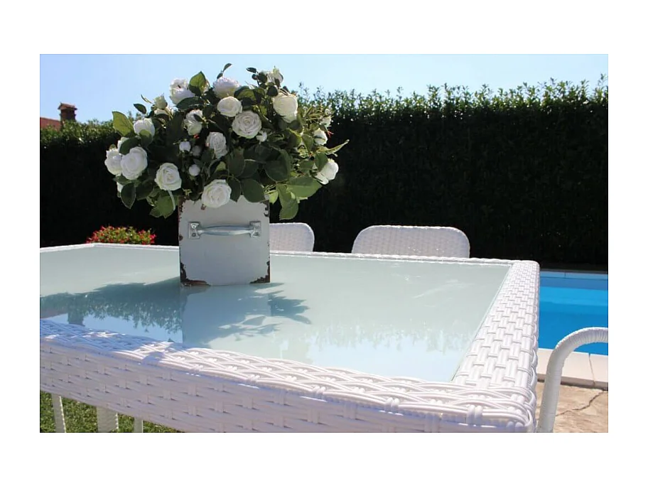 TISCH AZORE WEISS WICKER & STAHL 150x90 cm