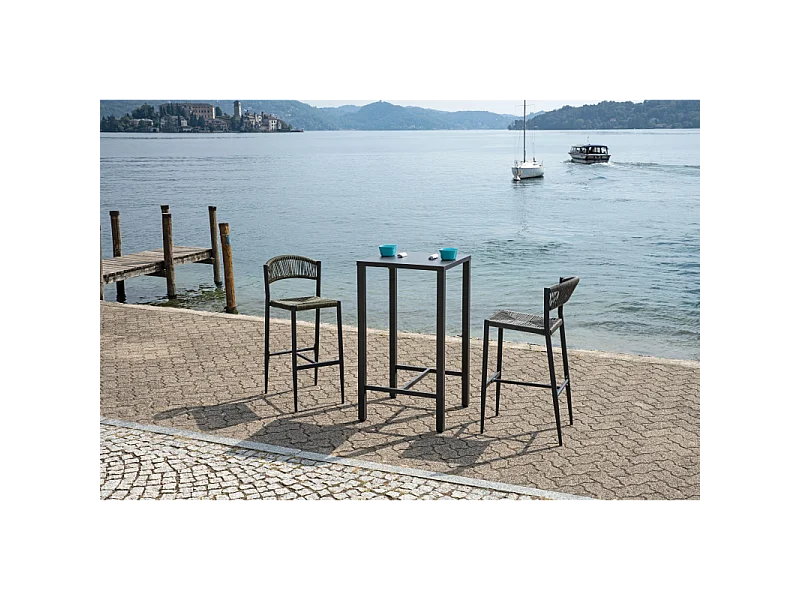 Tavolo Iseo Alto In Acciaio 60X60 Antracite Moia