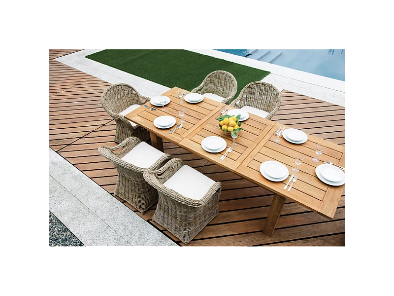 Tavolo Sumatra 180/250*100 In Teak Riciclato Moia