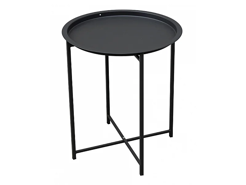 Tavolino In Ferro Antracite Diam 46 X 52 Cm Moia