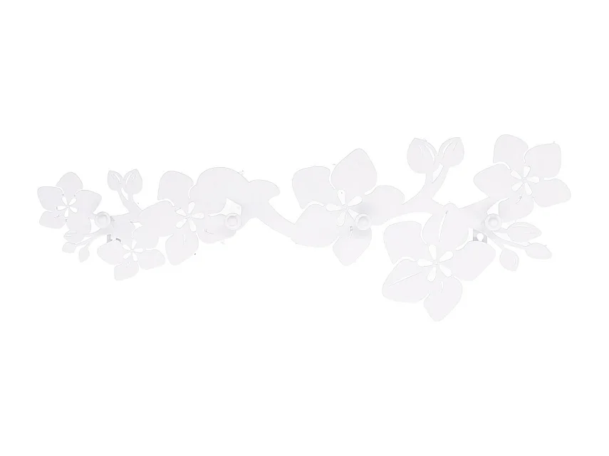 Appendino metallo 4 posti fiori bianco cm 60x20,5x4