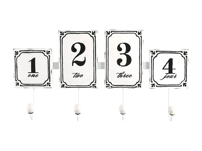 Appendino metallo 4 posti bianco con numeri cm 46x23x6,5