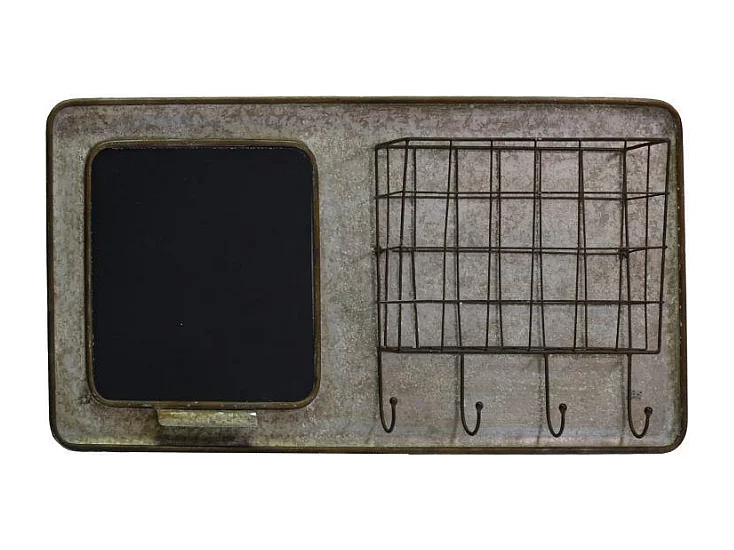 Lavagna metallo con portatutto e appendino 4 posti rettangolare cm 78x12h38,5