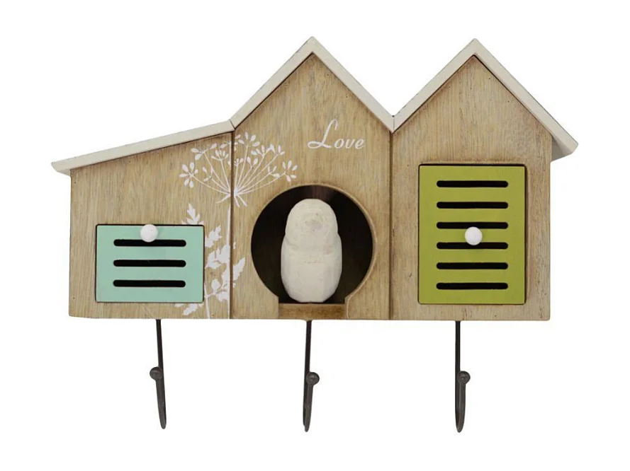 Appendino legno 3 posti 2 cassetti casette cm 30x23x9,5