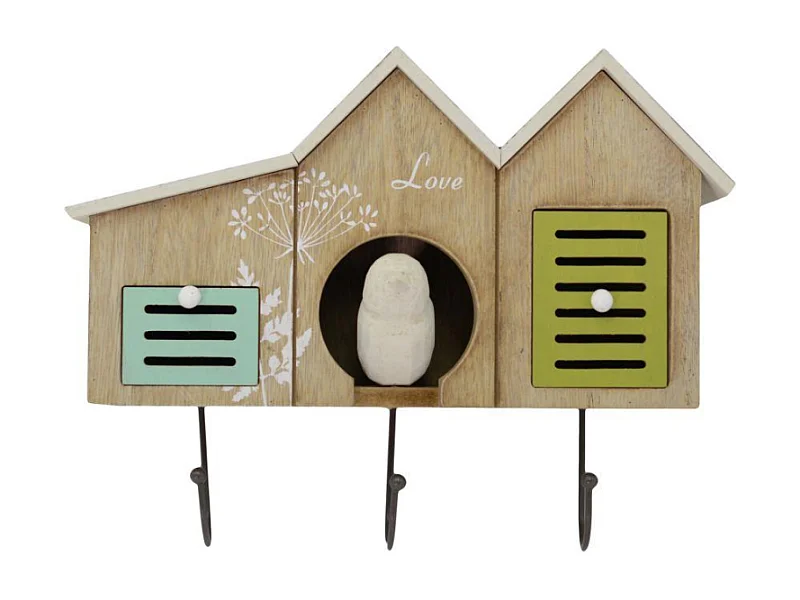 Appendino legno 3 posti 2 cassetti casette cm 30x23x9,5