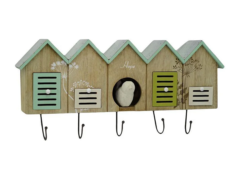 Appendino legno 5 posti 4 cassetti casette cm 49,5x23x9,5