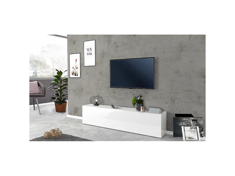 Mobile Porta TV Maruska – 1 anta a ribalta – 180x40x30 – Bianco Lucido