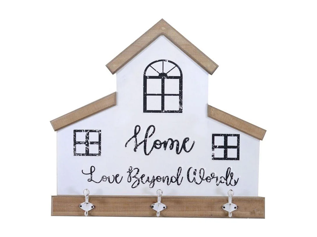 Appendino legno metallo breslavia 3 posti bianco cm 60x56x7,5