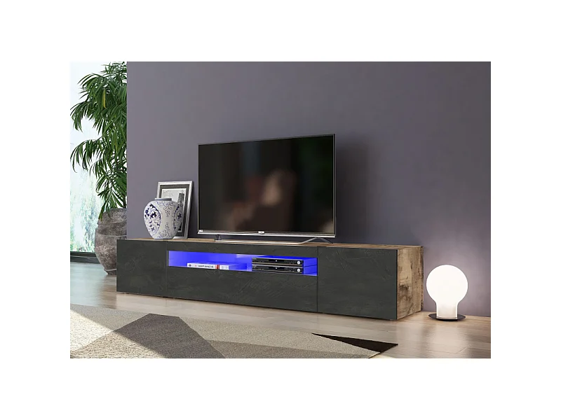 Mobile Porta TV Daiquiri – 200cm – Acero Pereira e Ardesia