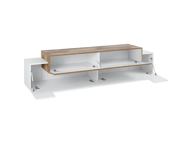 Mobile Porta TV Coro 200 – Bianco Lucido e Acero Pereira