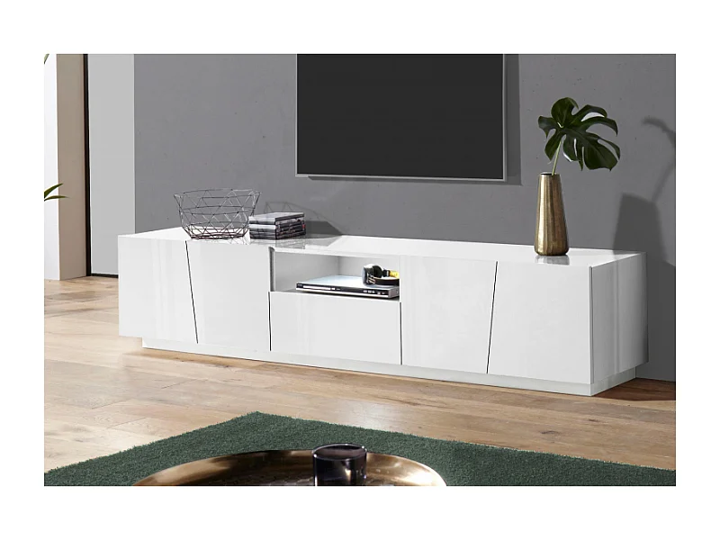 Mobile Porta TV Vega 220 – 4 ante/1 cassetto – Bianco Lucido