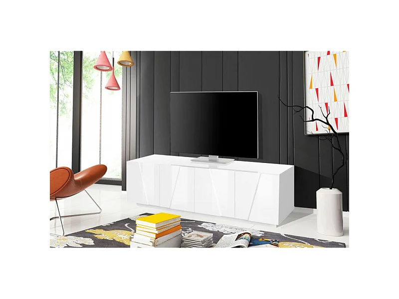 Mobile Porta TV Ping 160 – 4 ante – Bianco Lucido