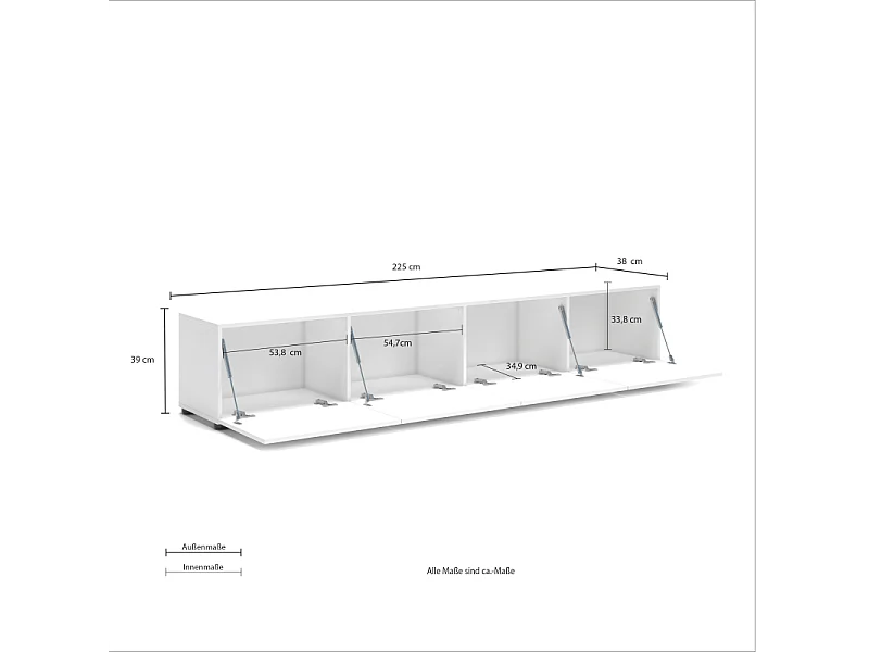 TV Lowboard con 4 ribalte MISTER GIORNO made in Italy
