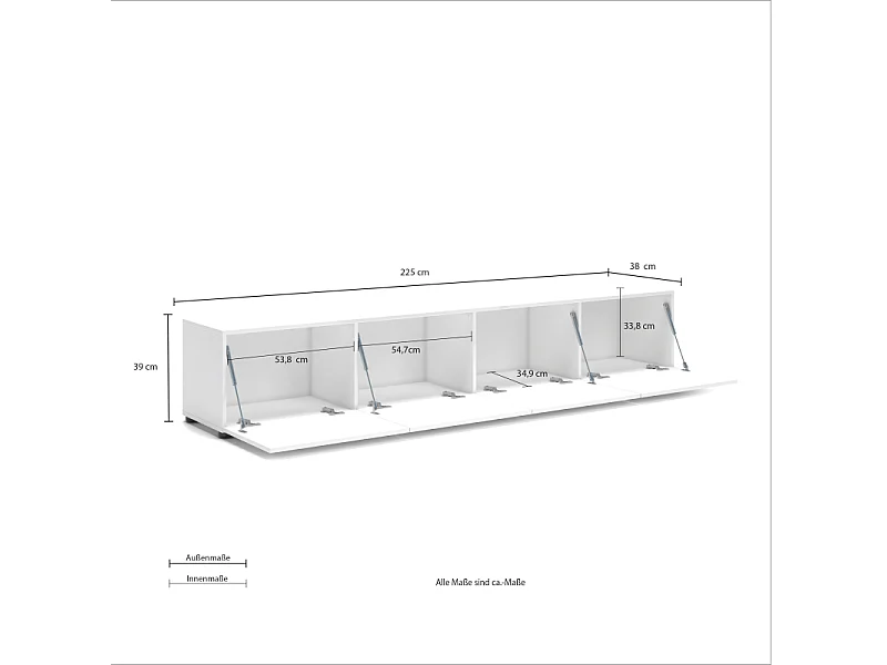 TV Lowboard con 4 ribalte MISTER GIORNO made in Italy