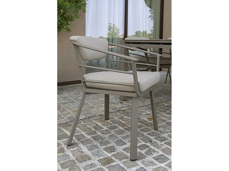 Poltrona alluminio Riverside tortora cm 62x61h49/64/79