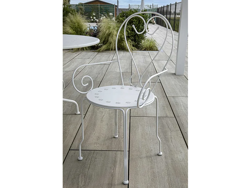 Poltrona metallo new old bianco crema cm 49x48h43/59/90