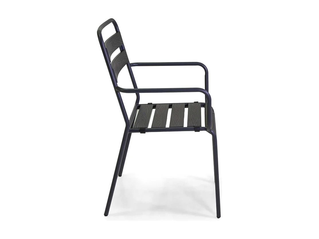 Poltrona metallo Loki antracite con polywood cm 56x60h45/64/86