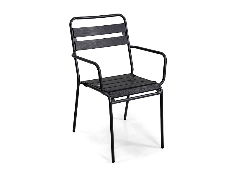 Poltrona metallo Loki antracite con polywood cm 56x60h45/64/86