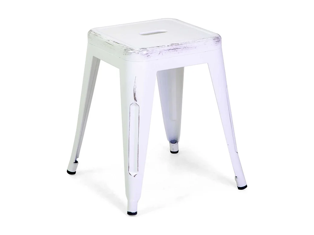Sgabello ferro new bristol bianco antico cm 38x38h45