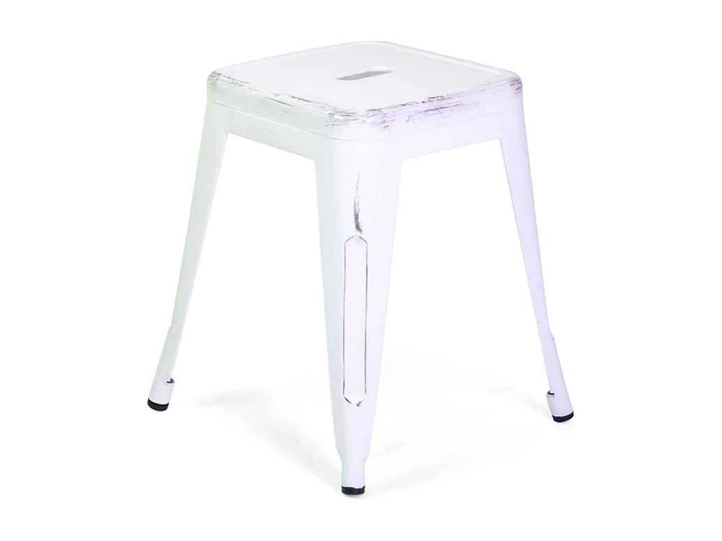 Sgabello ferro new bristol bianco antico cm 38x38h45