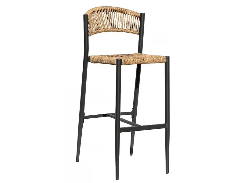 Set Di 2 Sgabelli Milano Contract In Alluminio Grigio E Corda Paglia Moia