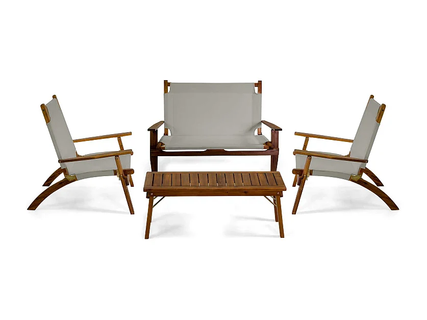 Salotto legno Diane 2 posti con tessuto grigio