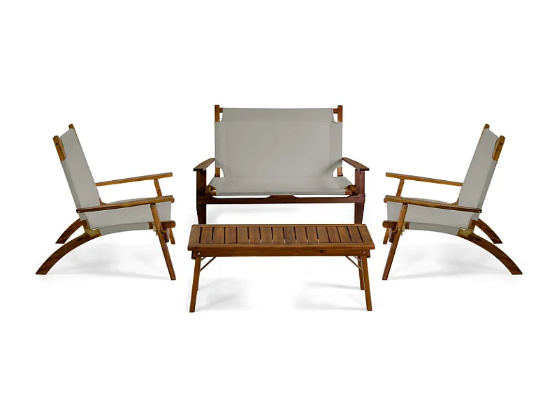 Salotto legno Diane 2 posti con tessuto grigio