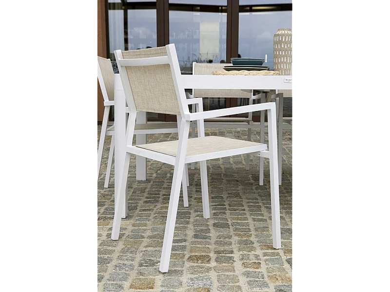Poltrona alluminio e texilene clevelandbianco opaco cm 55x56h86