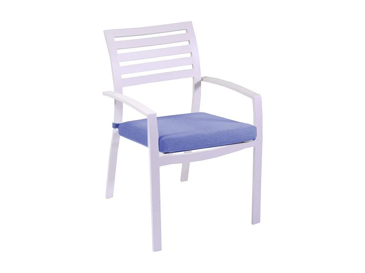 Poltrona alluminio boston bianco crema con cuscino grigio cm 58x57h88