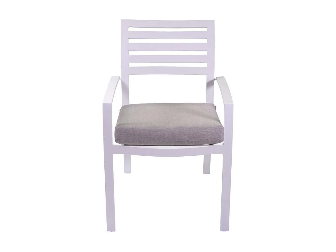 Poltrona alluminio boston bianco crema con cuscino grigio cm 58x57h88