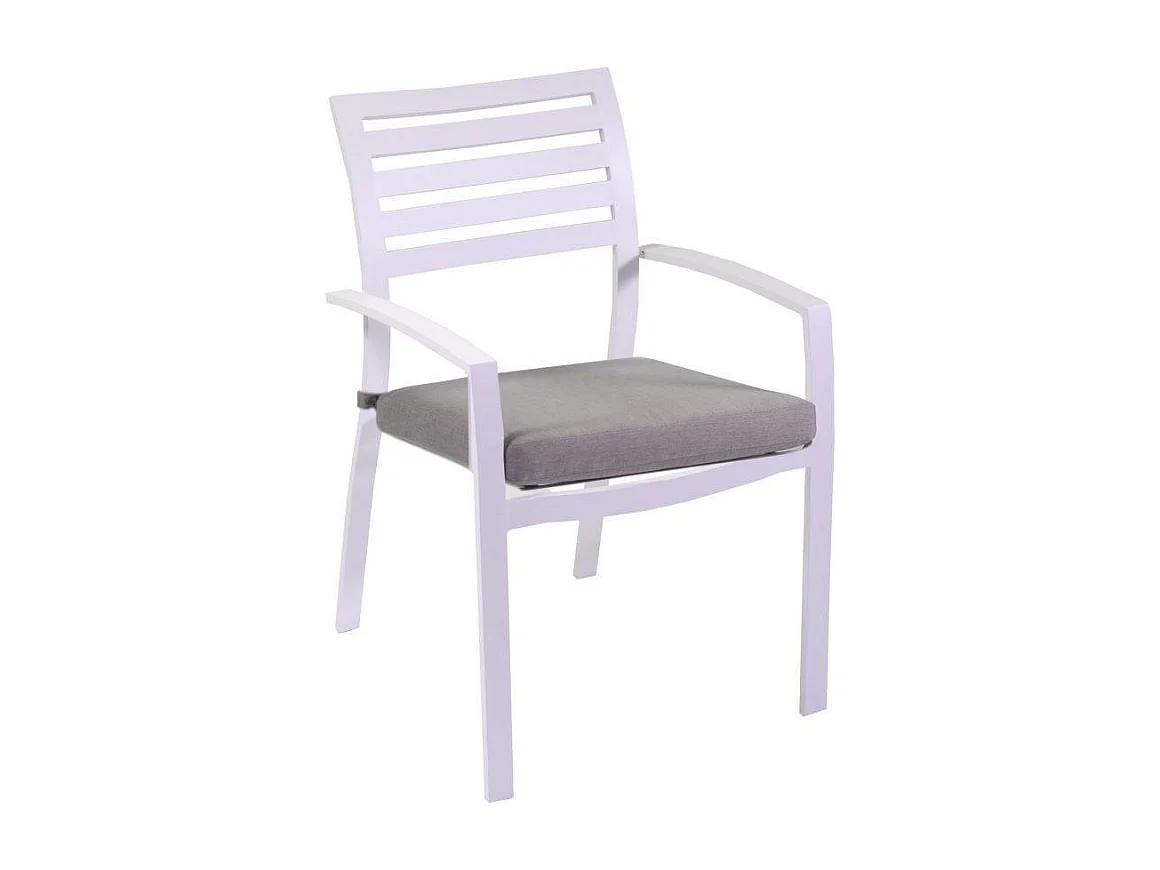 Poltrona alluminio boston bianco crema con cuscino grigio cm 58x57h88