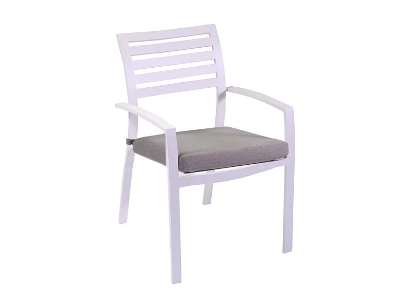 Poltrona alluminio boston bianco crema con cuscino grigio cm 58x57h88