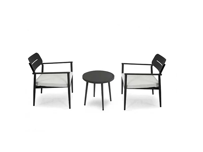 Poltrona alluminio Ibiza 2 pezzi con tavolino tondo antracite