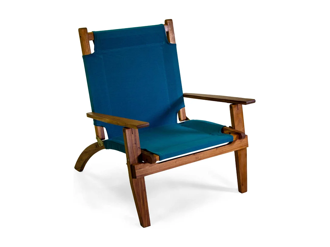 Poltrona legno Diane con tessuto blu cm 76x89h91