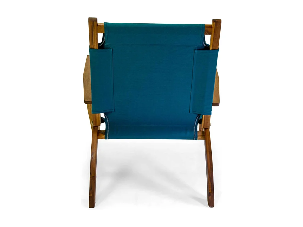 Poltrona legno Diane con tessuto blu cm 76x89h91