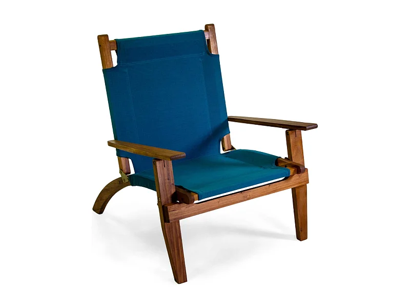 Poltrona legno Diane con tessuto blu cm 76x89h91