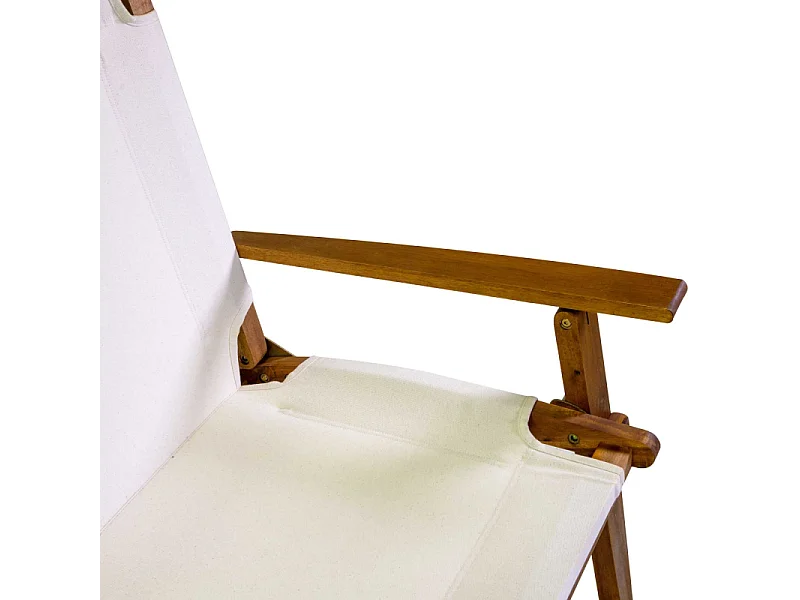 Poltrona legno Diane con tessuto ecru' cm 76x89h91