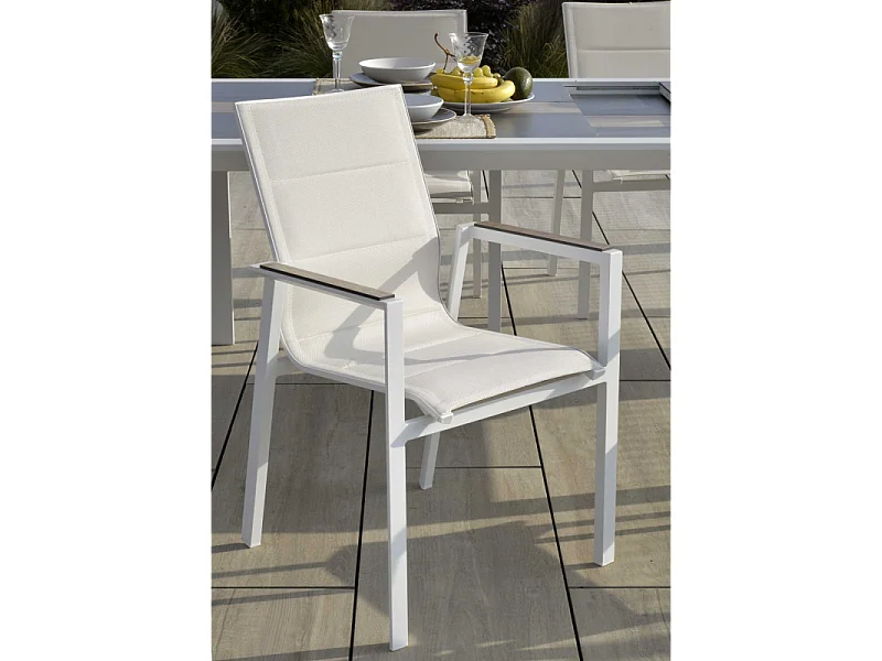 Poltrona alluminio textilene Riverside bianco (bracciolo in hpl) cm 56x66h90