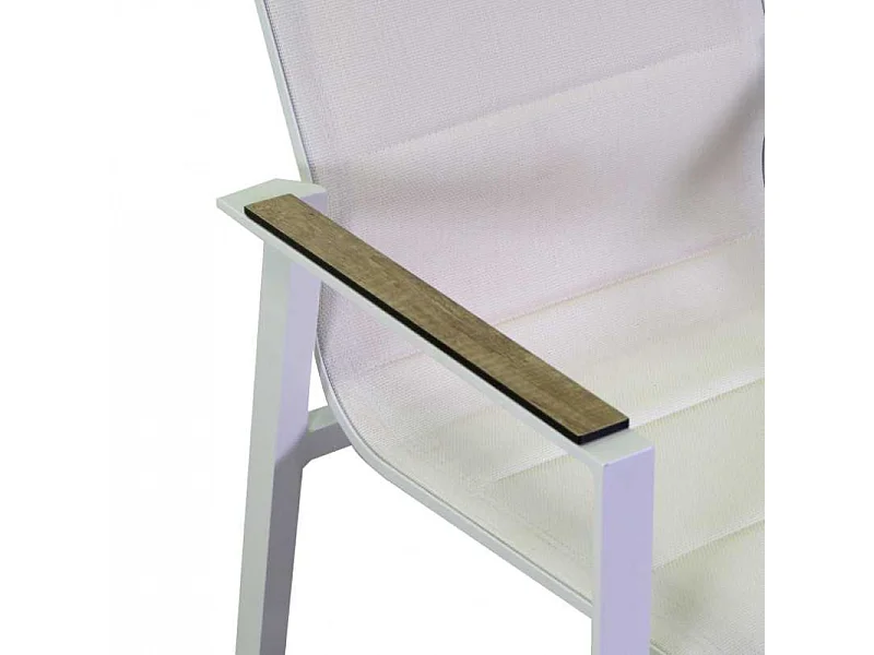 Poltrona alluminio textilene Riverside bianco (bracciolo in hpl) cm 56x66h90