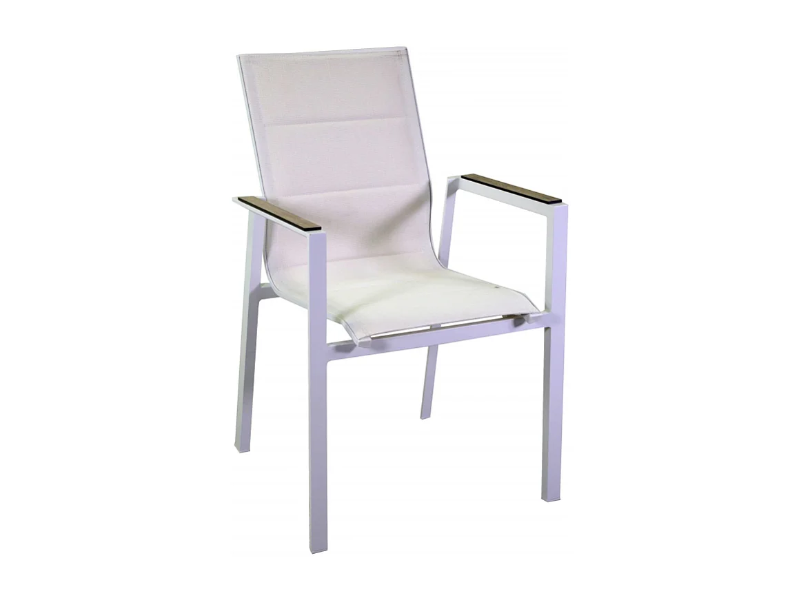 Poltrona alluminio textilene Riverside bianco (bracciolo in hpl) cm 56x66h90