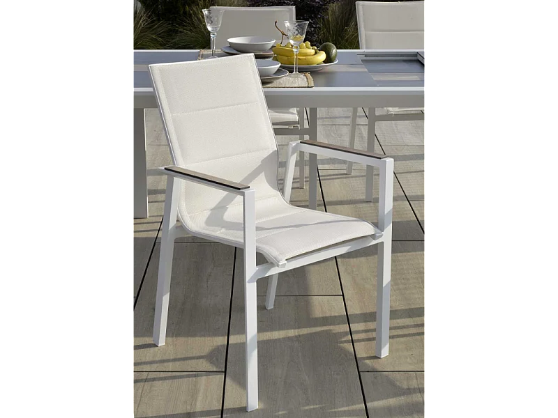 Poltrona alluminio textilene Riverside bianco (bracciolo in hpl) cm 56x66h90
